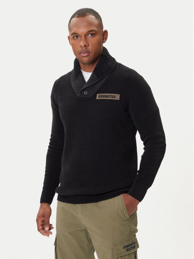 Aeronautica Militare Sweter 252MA1574UL00539 Czarny Regular Fit