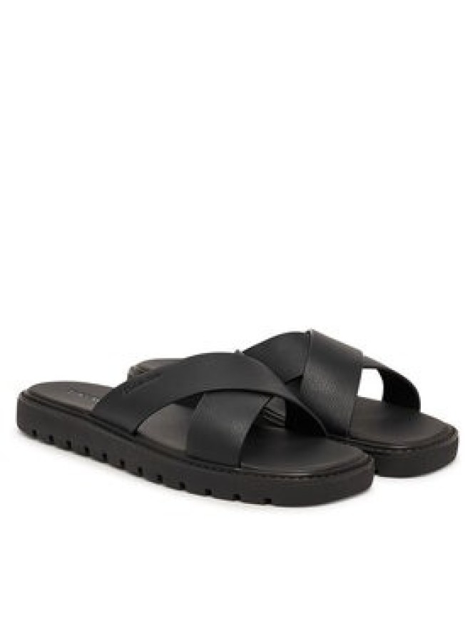 Calvin Klein Klapki Sq Molded Sandal Xcross Lth HM0HM02235 Czarny