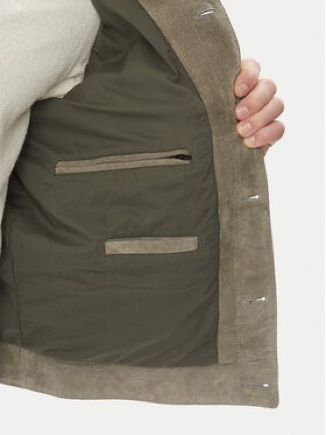 Serge Pariente Kurtka skórzana Jeans Szary Regular Fit