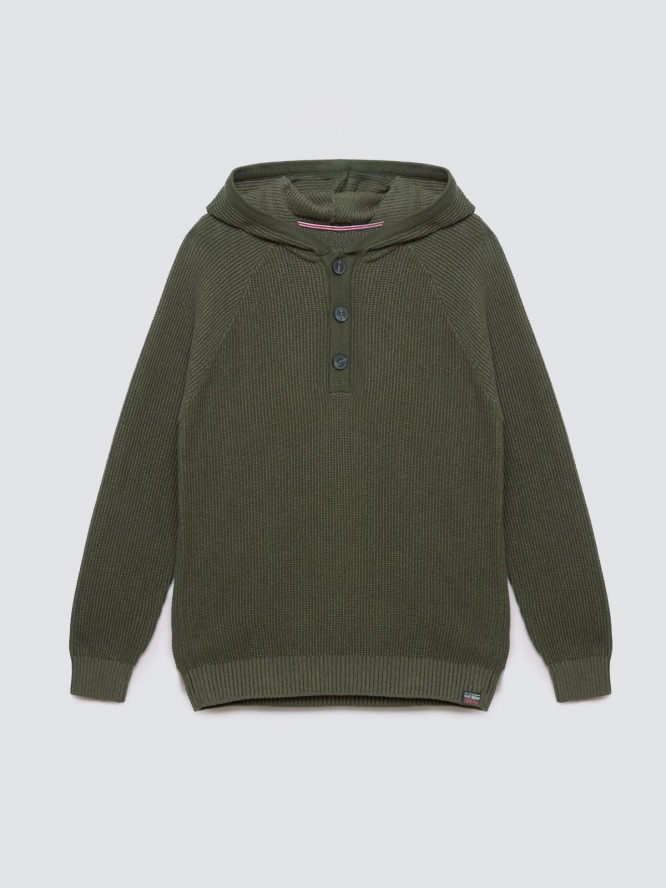 Sweter męski z kapturem khaki Carlson 303