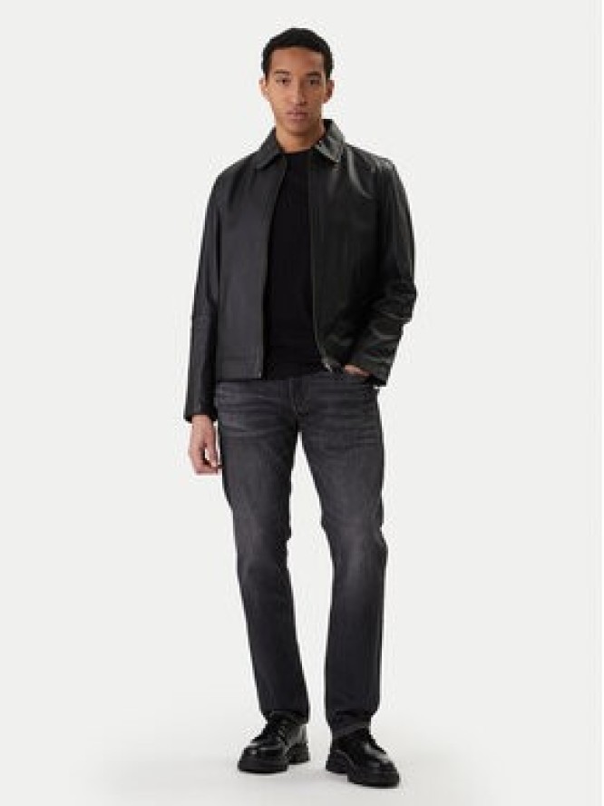 BOSS Kurtka skórzana Jogear 50552141 Czarny Regular Fit
