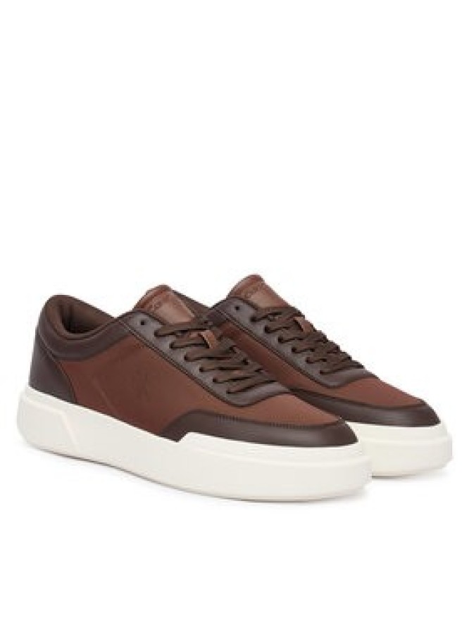 Calvin Klein Sneakersy Chunky Cups Laceup Ox Mix Mat HM0HM02326 Brązowy