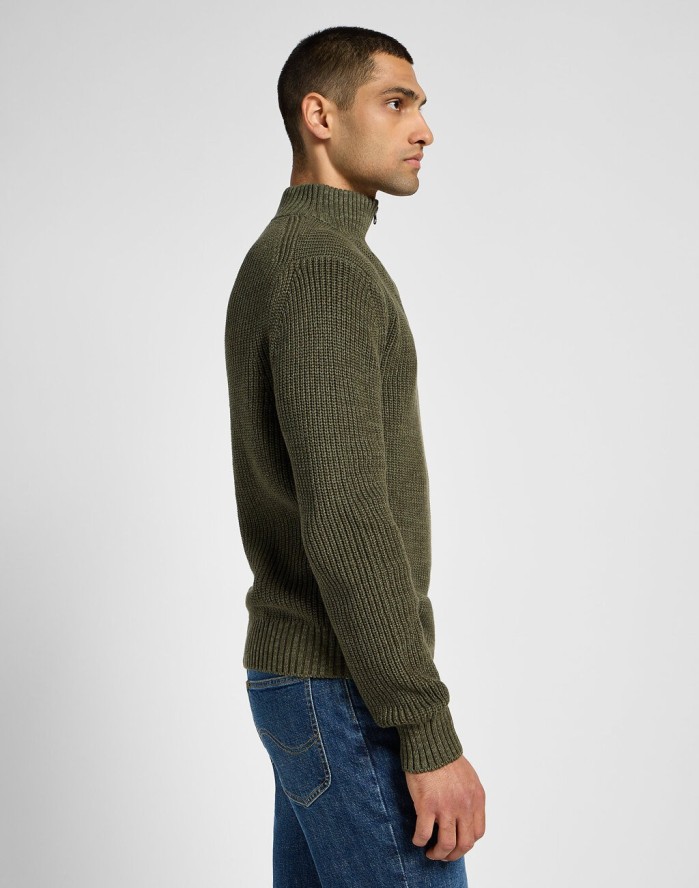LEE MĘSKI SWETER HALF ZIP KNIT MERCANTILE GREEN 112355675 L83Y008526