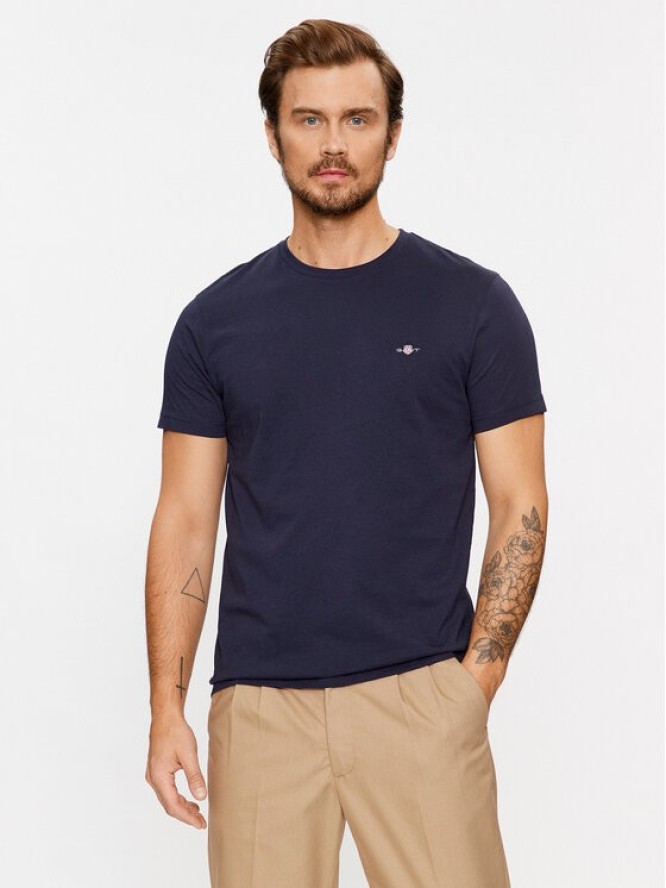 Gant T-Shirt Shield 2003185 Granatowy Slim Fit