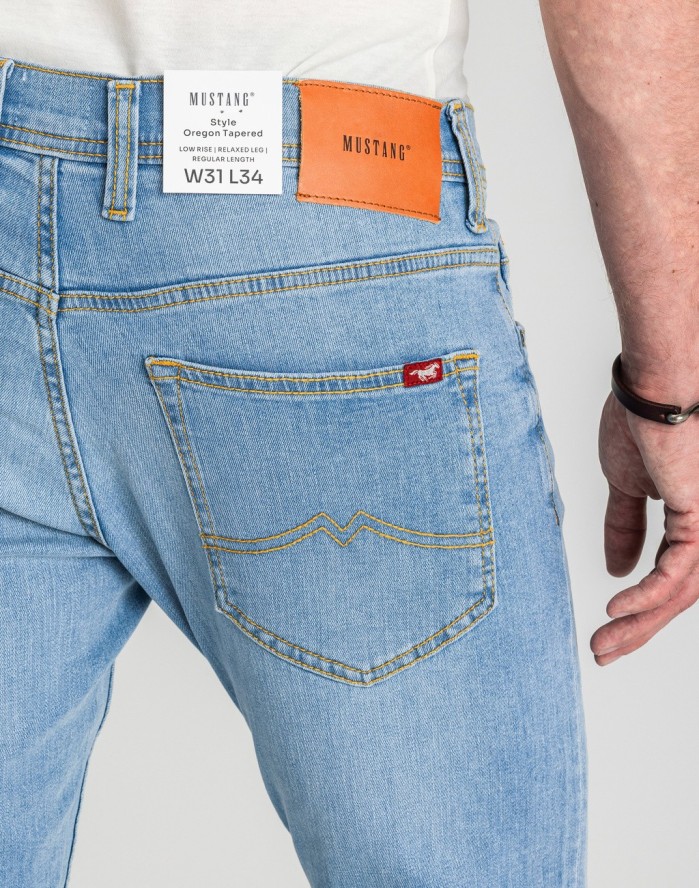 Męskie Spodnie Jeansowe Mustang Style Oregon Tapered Denim Blue 1017123 5000 401