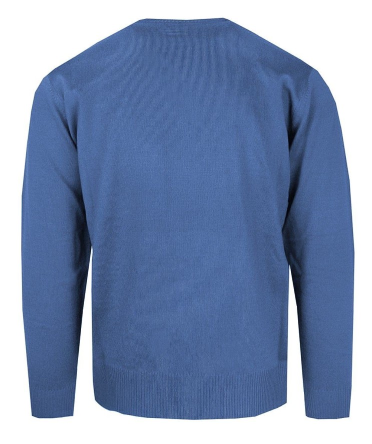 Wełniany Sweter, Okrągły Dekolt (U-Neck) - Pako Jeans - Niebieski