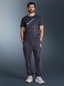 4F T-shirt regular z nadrukiem męski - szary XXL