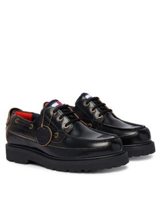 Tommy Jeans Półbuty Archive '01 Boat Shoe Lthr EM0EM01705 Czarny