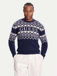 Guess Sweter M5BR61 Z4142 Granatowy Regular Fit