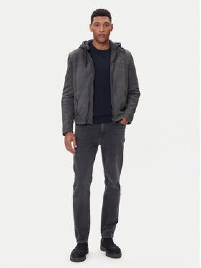 Milestone Kurtka skórzana MSRenaldo 531006 60725 Szary Regular Fit