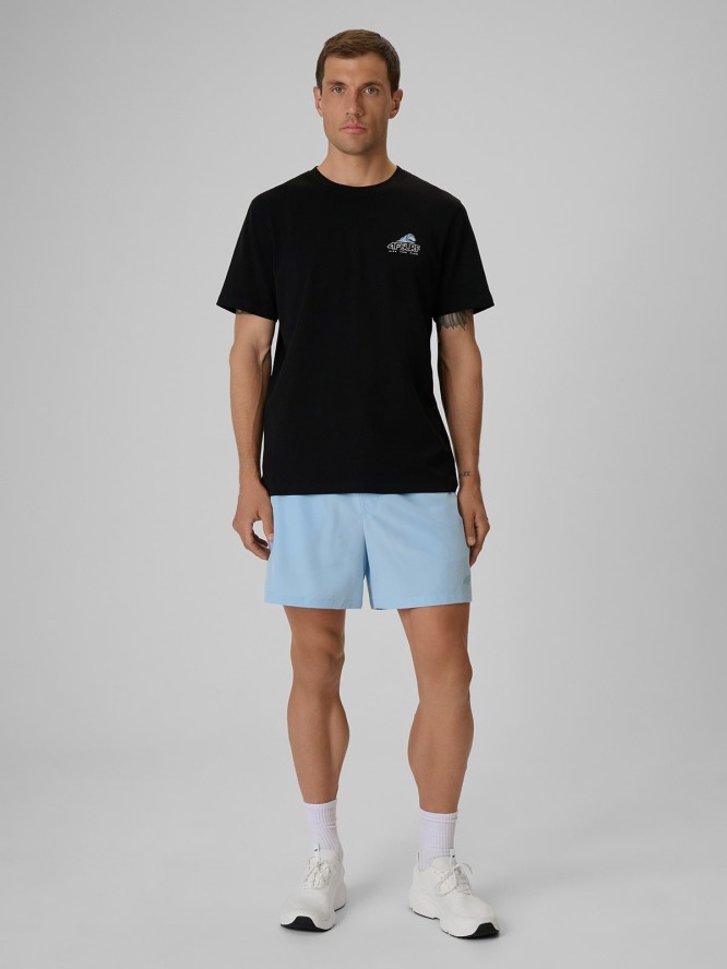 4F T-shirt regular z nadrukiem męski - czarny M