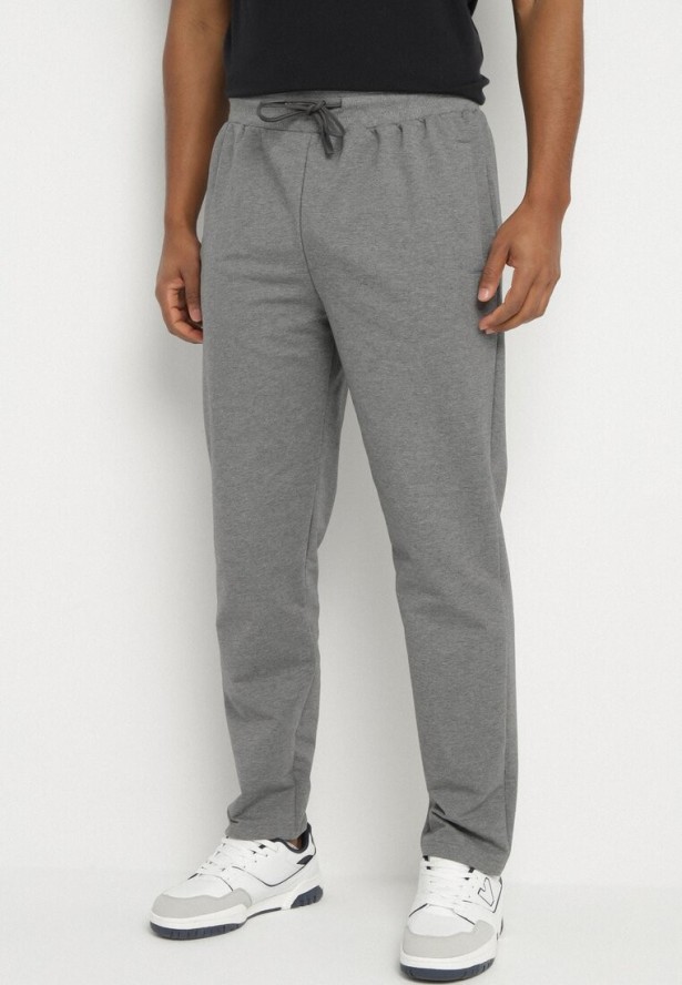 Ciemnoszare Spodnie Dresowe z Gumką i Sznurkiem w Pasie Palaretia