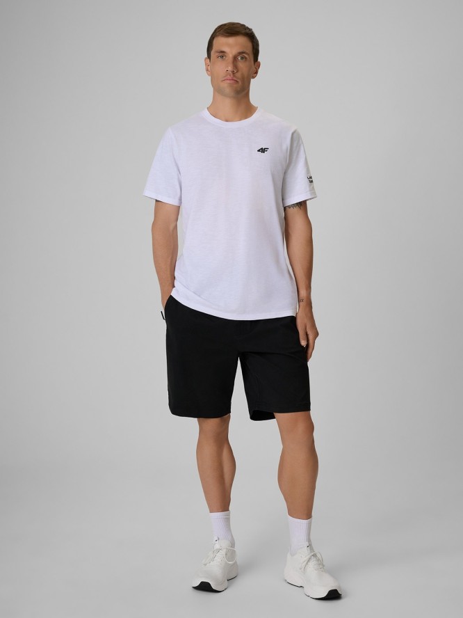 4F T-shirt regular gładki męski - biały XL