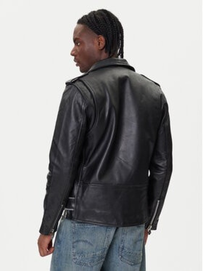 NEW ROCK Kurtka skórzana W-NRLMJ076-S1 Czarny Regular Fit