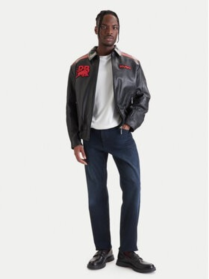 HUGO Kurtka skórzana Lugor 50559737 Czarny Regular Fit