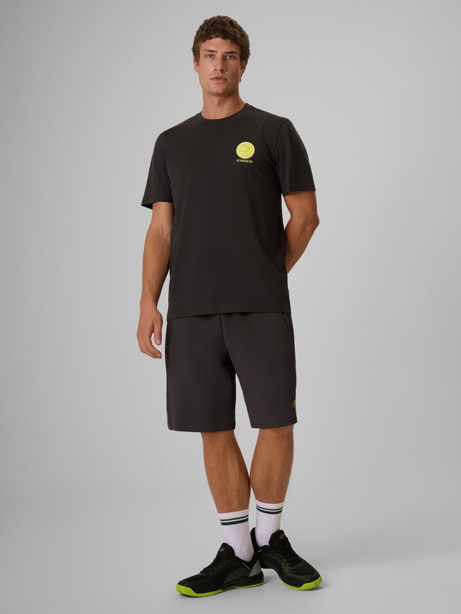 4F T-shirt regular z nadrukiem męski - szary S