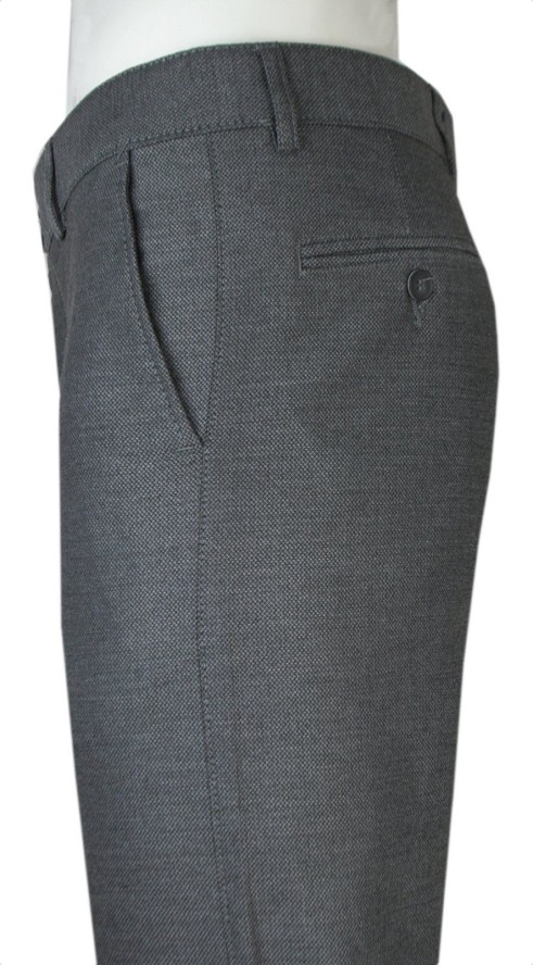 Męskie Spodnie - Rigon - Zwężane Nogawki - Szaro Stalowy Kolor