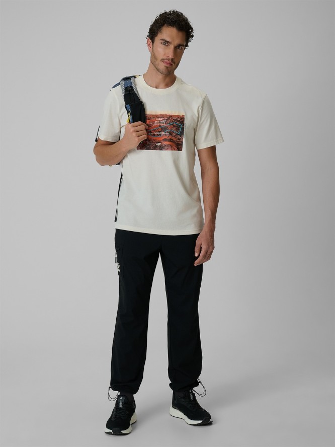4F T-shirt regular z nadrukiem męski - biały XXL