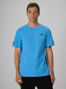 4F T-shirt regular gładki męski - niebieski L