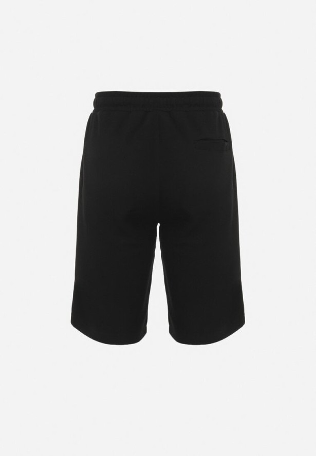 Czarne Szorty Sportowe z Ozdobnymi Wstawkami i Gumką w Pasie Strila