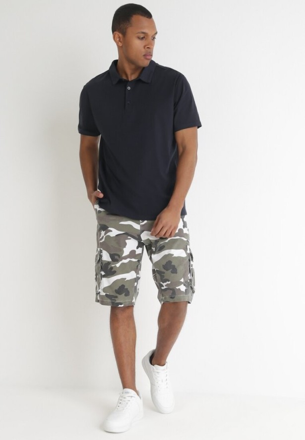 Zielone Szorty Moro z Szerokimi Kieszeniami Herkett