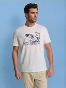 Bawełniana koszulka z nadrukiem - biały