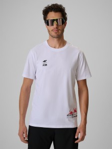 4F T-shirt regular z nadrukiem męski - biały XXL