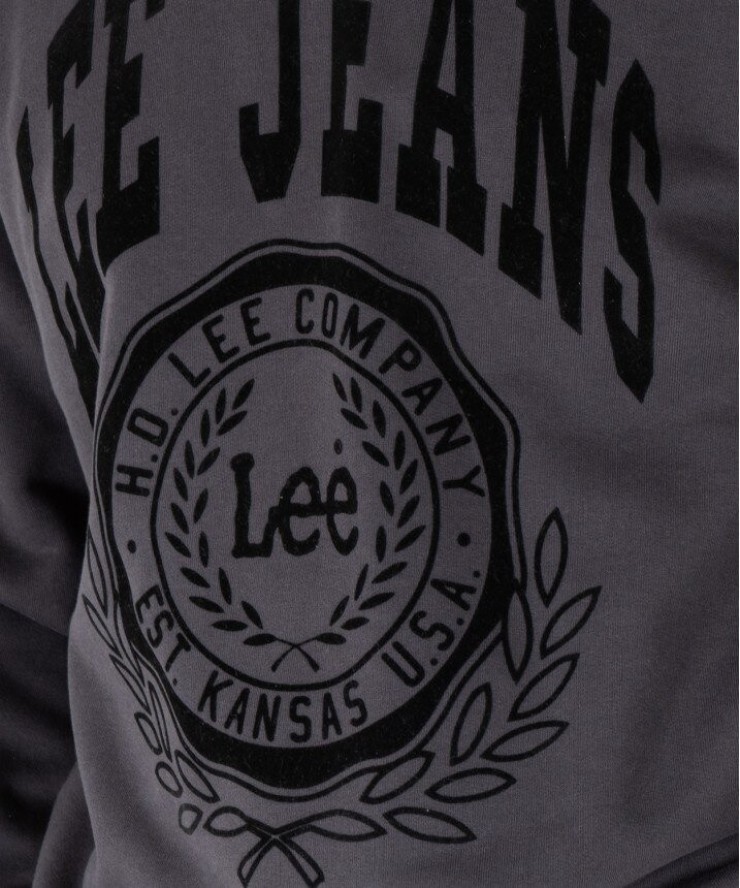 LEE CREW SEASONAL MĘSKA BLUZA KLASYCZNA LOGO NADRUK WASHED BLACK L84KRYON 112322639