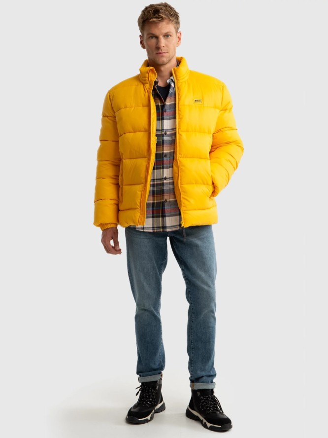 Koszula męska flanelowa w kratę beżowa Fileso 801