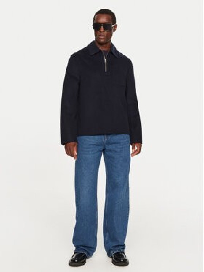 AMI Paris Płaszcz wełniany HJK057.WV0022 Granatowy Regular Fit