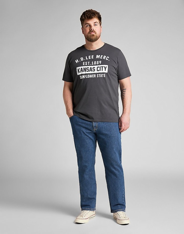 MĘSKI T-SHIRT LEE SS KANSAS CITY TEE WASHED BLACK L60TFEON 112113541