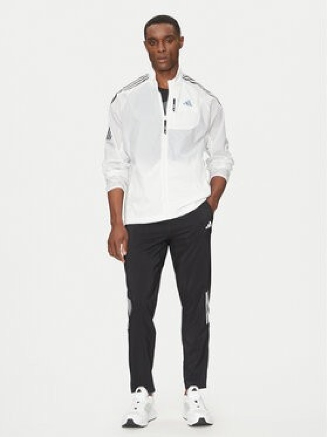 adidas Kurtka do biegania Own the Run 3-Stripes JD7760 Biały Slim Fit
