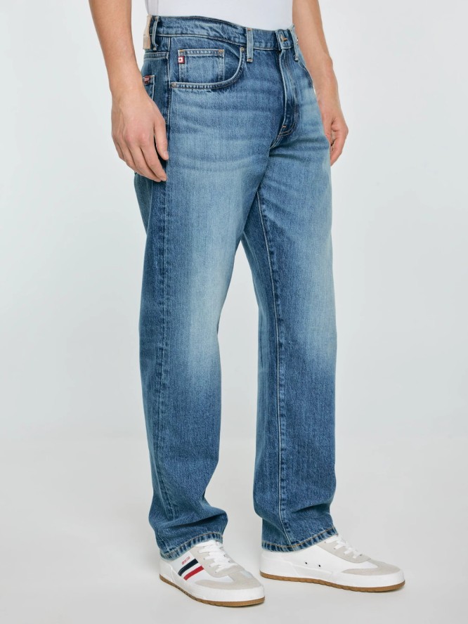 Jeansy męskie z prostą nogawką niebieskie Brandon 191