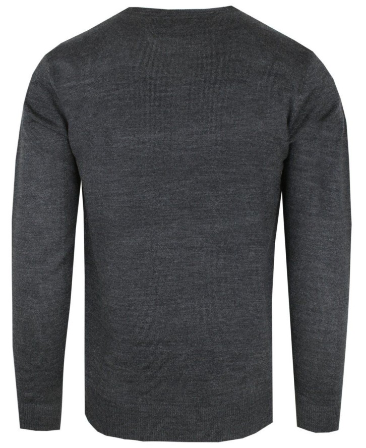 Męski Sweter w Serek (V-neck) - Brave Soul - Grafitowy