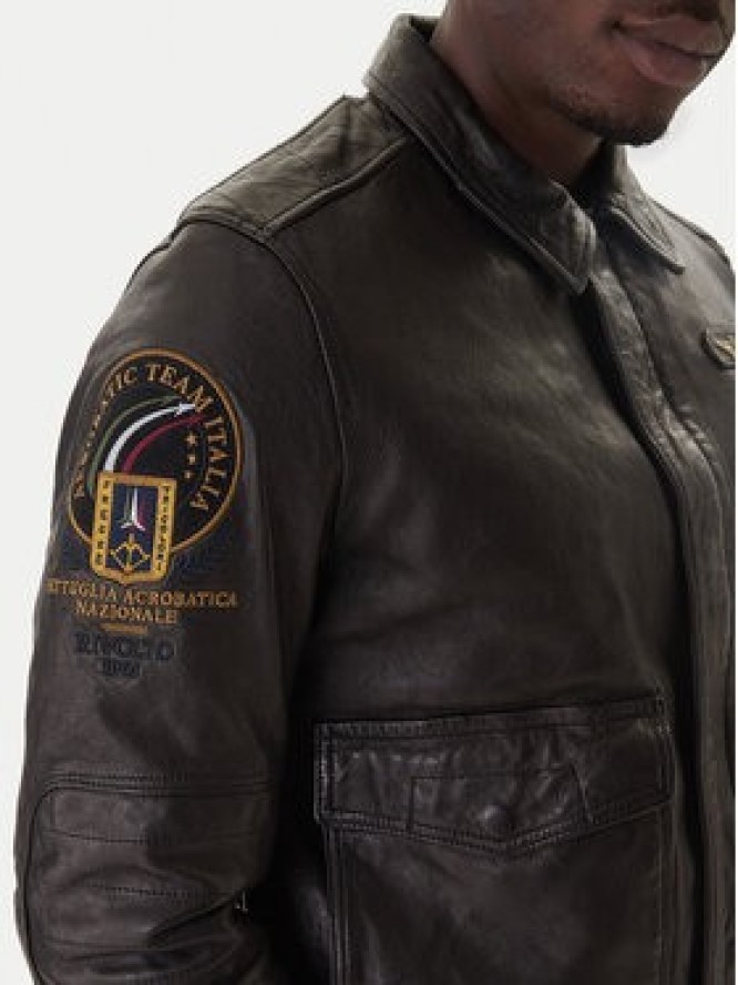 Aeronautica Militare Kurtka skórzana 252PN0963U100839 Czarny Regular Fit