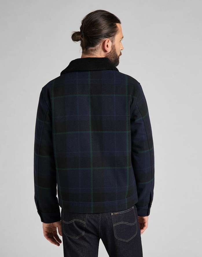 LEE CHETOPA WINTER JACKET MĘSKA KURTKA PRZEJŚCIOWA W KRATĘ NAVY L86PCS35 112122755