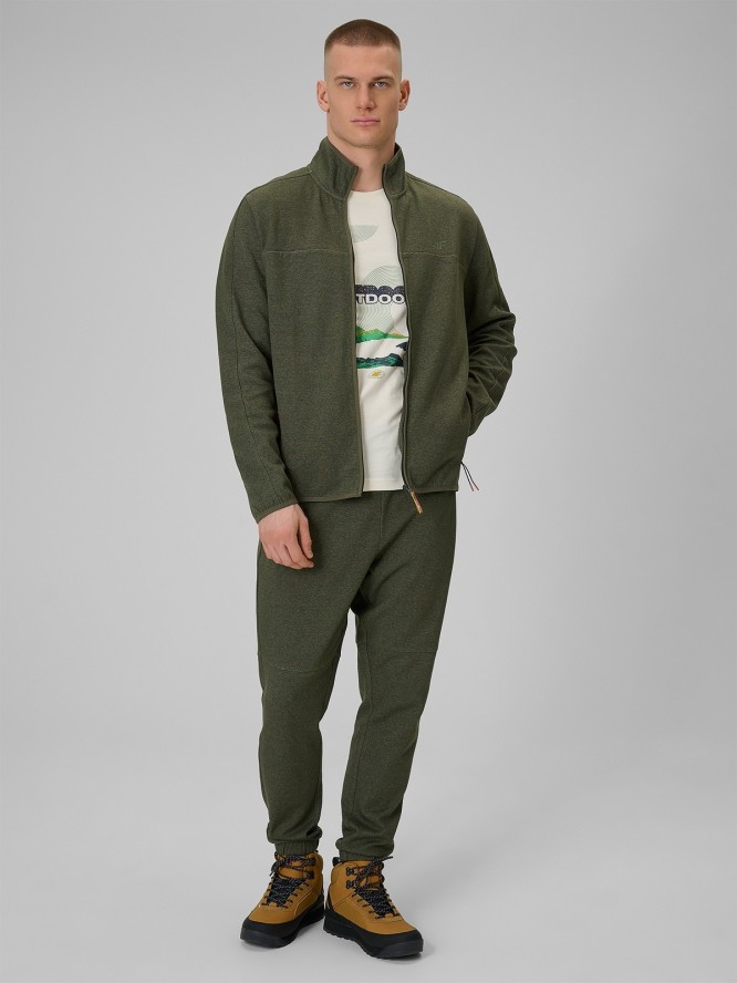 4F Bluza dresowa regular bez kaptura męska - khaki XXL