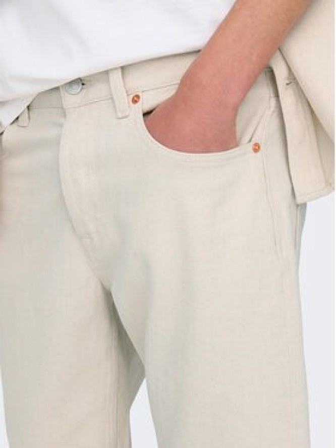 Only & Sons Szorty jeansowe Edge 22026558 Écru Regular Fit