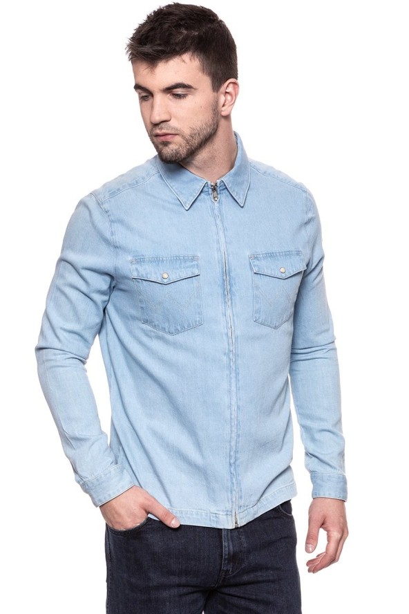 KOSZULA JEANSOWA MĘSKA WRANGLER SHACKET LIGHT INDIGO W5A031D4E 112129921