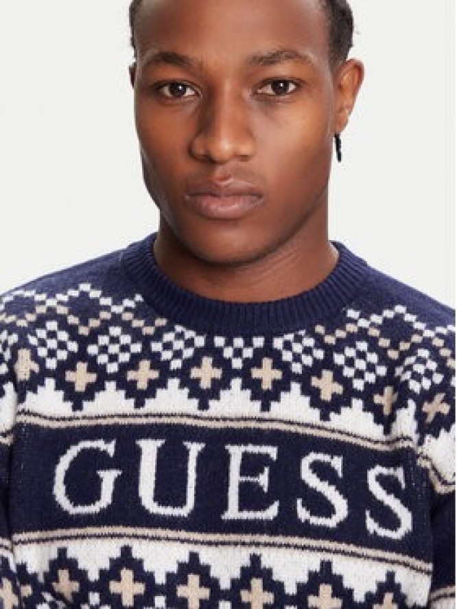 Guess Sweter M5BR61 Z4142 Granatowy Regular Fit