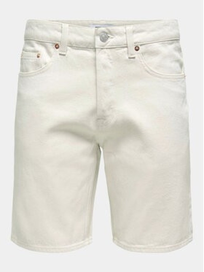 Only & Sons Szorty jeansowe Edge 22026558 Écru Regular Fit