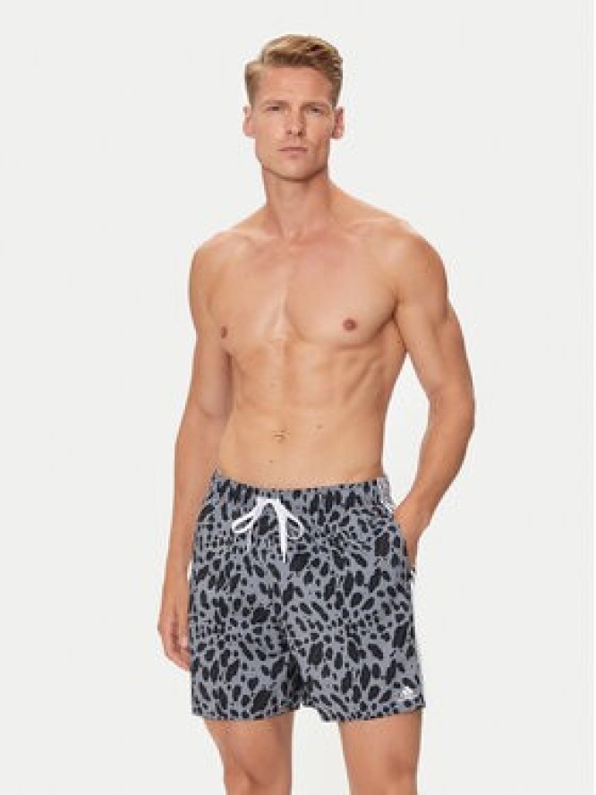 adidas Szorty kąpielowe Essentials 3-Stripes Animal CLX IS1559 Szary Regular Fit