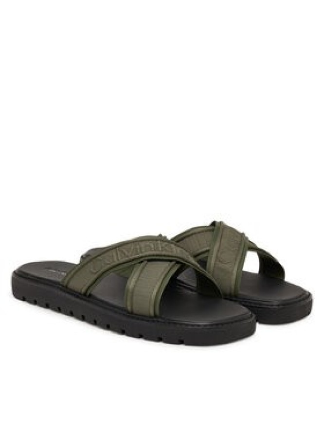 Calvin Klein Klapki Sq Molded Sandal Xcross Wb HM0HM02101 Zielony
