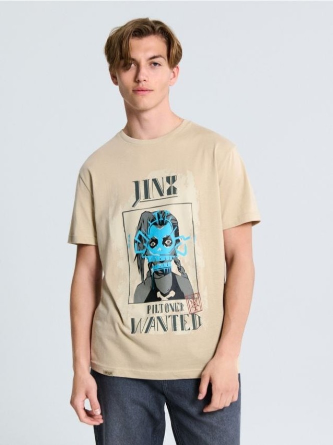 Koszulka z nadrukiem League of Legends - beżowy