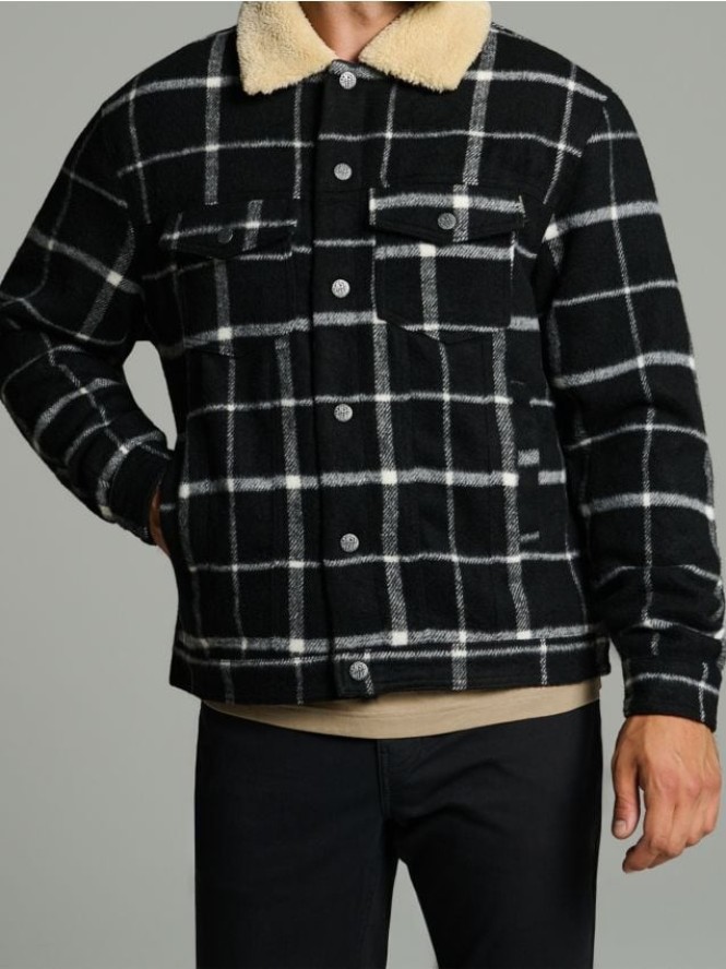 Kurtka katana w kratę - czarny
