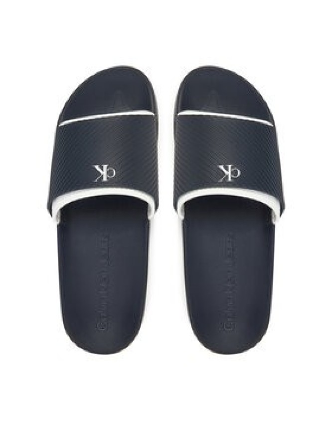 Calvin Klein Jeans Klapki Slide Rubber Neoprene Text YM0YM01234 Granatowy