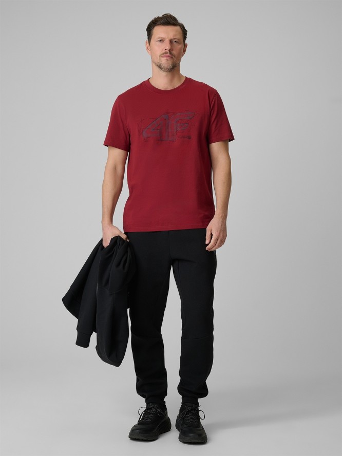 4F T-shirt regular z nadrukiem męski - czerwony S