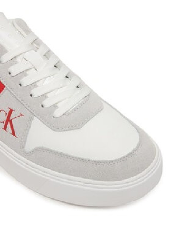 Calvin Klein Sneakersy Mixed Texture Lace Up Cupsole Trainers YM0YM01395 Biały