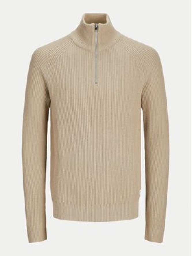 Jack & Jones Sweter Pannel 12258473 Beżowy Regular Fit