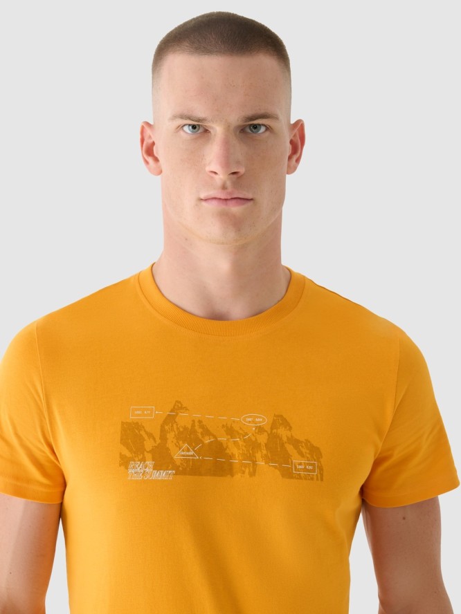 4F T-shirt regular z nadrukiem męski - pomarańczowy M